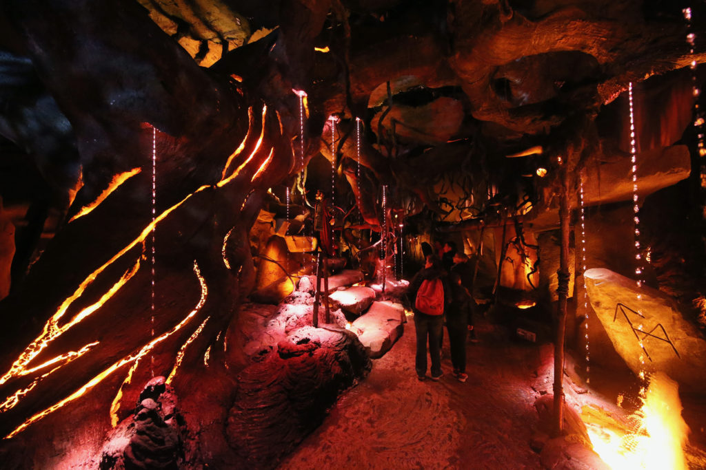 The roots of Yggdrasil. Immersive walkthrough "Le Premier Royaume", Puy du Fou, France. © Puy du Fou